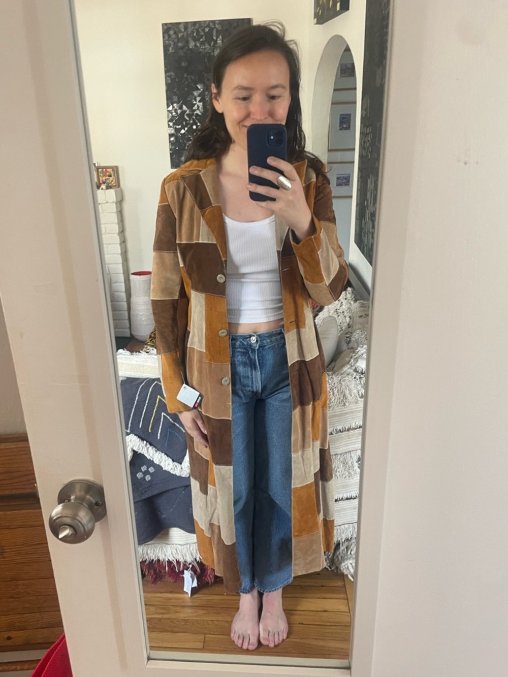 Vintage Wilsons Leather Patchwork Suede Jacket 90s - Picture 6 of 6